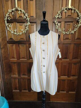 Vintage Via Seta by Norma Flanagan Beige, Striped, Silk Women's Vest, Size 10/40